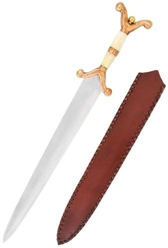 Battle-Merchant Keltisches Kurzschwert mit Lederscheide | Dekorative Kelten-Schwert Replik 3. - 2. Jh. v. Chr., für Reenactment & Historische Darstellungen, Ausstellungsstück, ab 18
