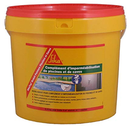 SIKA SikaTop Enduit Peinture Piscines et Caves, Complément d'imperméabilisation en kit, 6,16kg, Blanc
