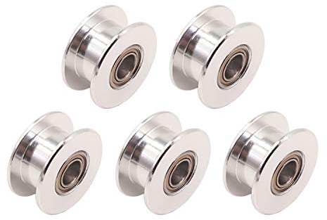 WINSINN GT2 Umlenkrolle 20 zahnlose 5mm Bohrung 6mm Breite Timing Pulley Rad Aluminium für 3D Drucker (5er Pack)