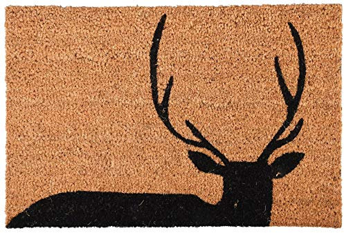 Rivanto® Kokosmatte aus Kokosfaser/Kunststoff, in Hirsch Optik, 60 x 40 x 1,6 cm, Türvorleger, Fußabstreifer, braun