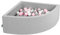 KiddyMoon 90X30cm/300 Bolas Piscina De Bolas ∅ 7Cm para Ninos Cuarto Angular Hecha En La UE, Grisclr:Blanco/Gris/Rosa Clr