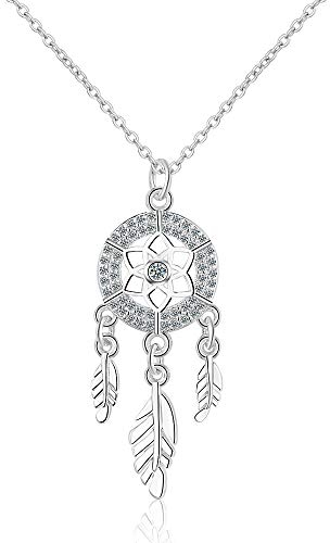 Chandler Traumfänger-Halskette mit Feder-Anhänger, 925er Sterlingsilber, Halsketten für Frauen, Geschenk, Boho Schmuck