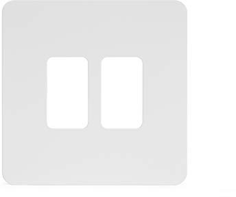Soho Lighting White Metal Flat Plate 2 Gang Grid Plate Screwless