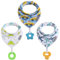 vuminbox Baby Dreieckstuch Babylätzchen Bandana mit Beißspielzeug Einstellbar Spucktuch 100% Bio-Baumwolle, Super Saugfähig und Weiche, Halstücher Drool Lätzchen für Mädchen (3pack JungeB)