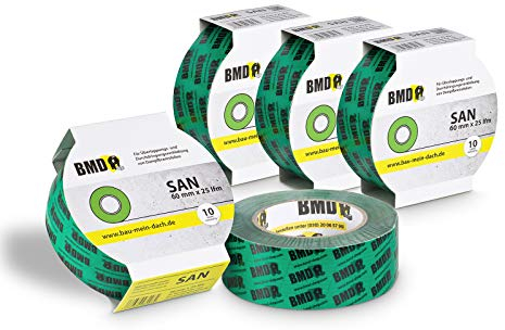 BMD san Klebeband | 5 Rollen | 60mm x 25m | für Dampfsperren & Dampfbremsen |gemäß DIN EN 4108 Teil 11 und ENEV | Profi Qualität Made in Germany