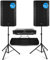 VONYX VSA15P Passive PA Speaker System with VXA-3000 Amplifier, Dual 15-Inch 2000W DJ Speakers, Tripod Stands, NL2 Cables - Mobile DJ Disco Audio Kit