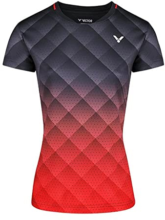 VICTOR Ladies T-Shirt T-14100 C - schwarz-rot - schwarz-rot, S