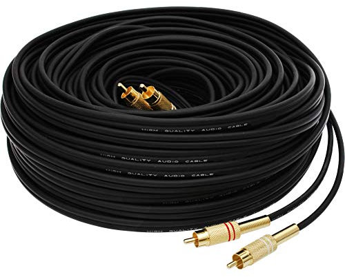 1STec 20m Long Professional Studio DJ Grade 2 RCA Phono Male Plug to Stereo Audio Lead with 99% OFC Screened Copper Cable Metal Connectors for Mixing Desk TV DVD to Amplifier (20 Metre)