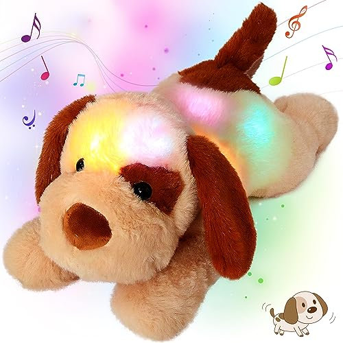 Cuteoy Musical Plüsch Hund Plüschtier Soft Glowing LED Light-up Nachtlicht Spielzeug Singing Lullabies Geburtstag Weihnachten Plüschtiere Geschenke für Kinder