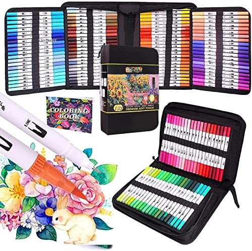 Bonala Brush Pen Set, 132 Doppelspitze Pinselstifte Filzstifte für Erwachsene für Kalligraphie Malen, Skizzieren, Malen für Erwachsene – Geschenk für Kinder
