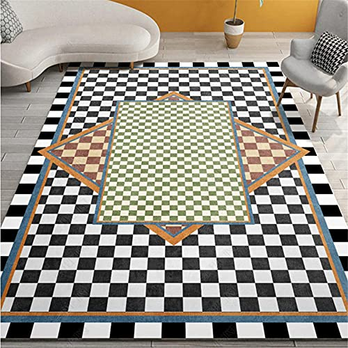 Xiaosua Kayoom Teppich Grau Wohnzimmer Teppichgrau Grau Kleine Gitter Einfache langlebige Teppichwasserwäsche Joop Teppich 200X300CM Teppich XXL 6ft 6.7''X9ft 10.1''