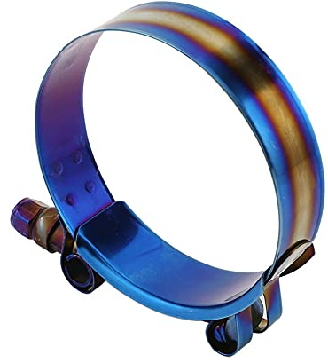 T-Bolt Schlauchschelle,MoreChioce 304 Edelstahl Schlauchschelle Universal Auspuffrohrschelle Einstellbare Titanblau Klemmschlauch Turbo Ladeluftkühler Schlauchschelle,59mm-67mm