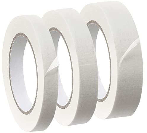 FindTop 3 Rotoli di Nastro Adesivo Bianco per Divertimento Fai da Te, Artigianato, Etichettatura, Scrittura e Pittura (0,6, 0,8 e 1 Pollice x 150 Metri)