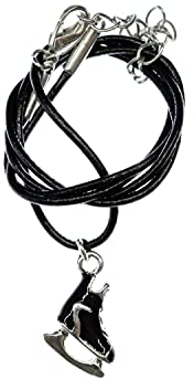 Miniblings Schlittschuh Eislaufen Halskette - Handmade Modeschmuck I Kette mit Anhänger - Eishockey Hockey Eiskunstlauf schwarz Lederkette Leder