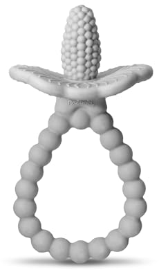 Razbaby Razberry Plus Silikon-Beißring für Babys, Grau