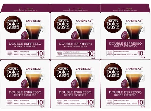 Nescafé Dolce Gusto Double Espresso - Café - 96 Capsules (Lot de 6 boîtes).
