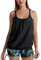 IHCEMIH Maillot de Bain Femme 2 Pieces Tankini Push up Rembourré Taille Haute Maillots de Piscine Plage Natation Été Beachwear Sport Vintage avec Imprimé Boxer Short Ensemble pour Femmes Noir L