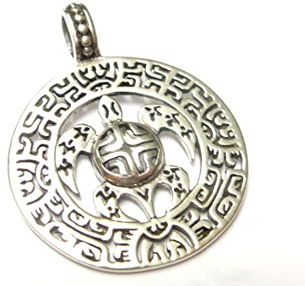 Anhänger Silber, Motivanhänger Maori Schildkröte , Sterlingsilber mit Ornamenten, Schutzsymbol, Geschenk Schmuck Unisex