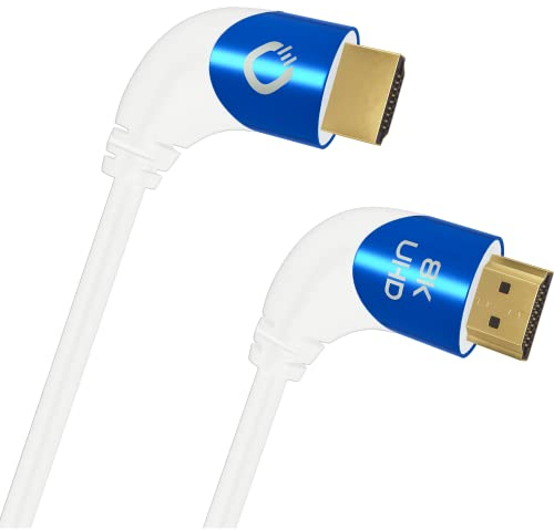 Oehlbach Shape Magic 90 UHD - 8K Ultra High Speed 2.1 HDMI-Kabel - Zertifiziert 48 Gbps (90 Grad Winkelstecker, OFC Kupfer, 4K@120Hz, 8K@60Hz, eARC, dynamisches HDR) weiß - 2m