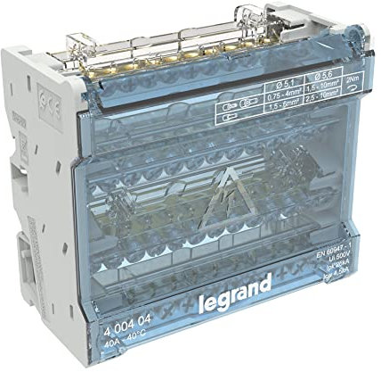Répartiteur modulaire tétrapolaire 40A 12 départs à barreaux étagés 6 modules LEGRAND