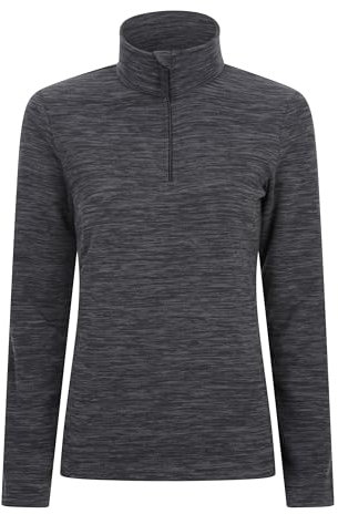 Mountain Warehouse Snowdon Womens Fleece Top - Warm Pullover, Lightweight Sweater, Half Zip, Breathable Ladies Tee, Quick Drying - For Spring Summer, Walking, Travelling Jet Black Women's Size 8
