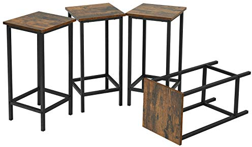 LIFEZEAL Lot de 4 Tabourets Bar Hauts 65 cm, Tabouret de Cuisine Industriel avec Repose-Pied, Chaise de Bar en Fer avec Charge de 100 kg, Vintage