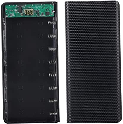 CUCUFA DIY Power Bank Box Battery Charger Box Portable 8 x 18650 Battery Shell with LCD Digital Display White Fast Charging Black