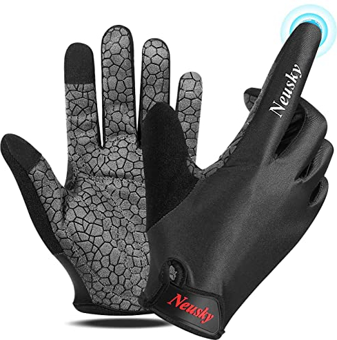 Neusky Sommer Fahrradhandschuhe Touchscreen Vollfinger MTB Handschuhe für Damen & Herren, Radsporthandschuhe Mountainbike Handschuhe Trainingshandschuhe (Schwarz-Pro, M)