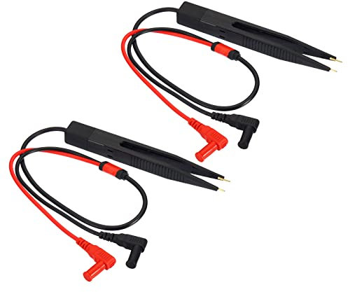 PATIKIL 6mm Multimeter Chip Test Clips Set, 2 Set Capacitance Pen Probe Test Lead Tweezer for Electrical Circuit Test Inductor Resistance Measurement, Black Red