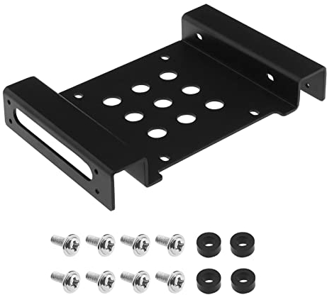 Be In Your Mind 5.25 Inch to 2.5 or 3.5 Inch Internal Hard Disk Drive Mounting Kit with Screws and Shock Absorption Rubber Washer Aluminum Hard Drive Mounting Brackets Black