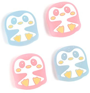 DLseego Thumb Grip Caps for Switch,Cute Penguin 3D Analog Joystick Cap,Soft Silicone Thumbsticks Caps Compatible with Switch Lite/Switch OLED Joy Con,Blue and Pink