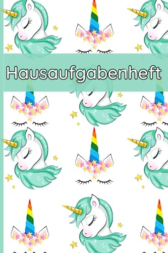 Hausaufgabenheft: Grundschule | Hausaufgabenplaner | Schülerkalender für ein Schuljahr | Einhorn Schulplaner | Unicorn Planer | 4x Stundenplan | A5 Format | 100 Seiten