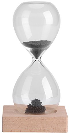 Hapivida Sablier Magnétique, 18-30 Secondes Sablier Magnétique Gris Aimant Fer Et Base en Bois, Assistant de Gestion du Temps pour la Décoration de Table de Bureau à Domicile