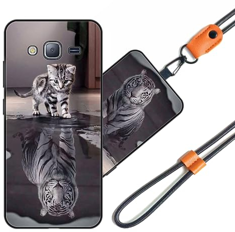 JEZSTHAI Handyhülle Kompatibel mit Samsung Galaxy J3 2016 Hülle Silikon Dünn mit Muster Design,Weiche Flexibel Stoßfeste Schutzhülle mit Handykette & Handykordel zum Umhängen,Nr.A05
