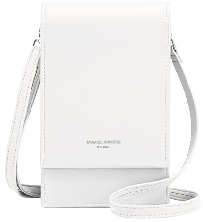 David Jones - Damen Handy Umhängetasche - Handytasche PU Leder Telefon Kleine Tasche Frau - Schultertasche Mini Handtasche Crossbody Bag - Abendtasche Alltag Mode Elegant Reise Arbeit - Weiß
