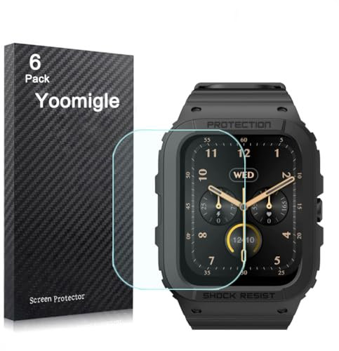 Yoomigle Displayschutzfolie für VeryFit AW13 4,6 cm (1,8 Zoll), kompatibel mit AKUMAKA AW13 4,6 cm (1,8 Zoll) Smartwatch, Displayschutzfolien, kristallklar, HD, kratzfest, Anti-Fingerabdruck, 6 Stück