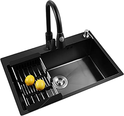 Oben montierte Küchenspüle, Drop-in-Küchenspüle im Landhausstil, Arbeitsplatzspüle, Edelstahl-Einzelbecken-Küchenspüle für Wohnmobile, Bar (Farbe: C, Größe: 72 x 45 cm)