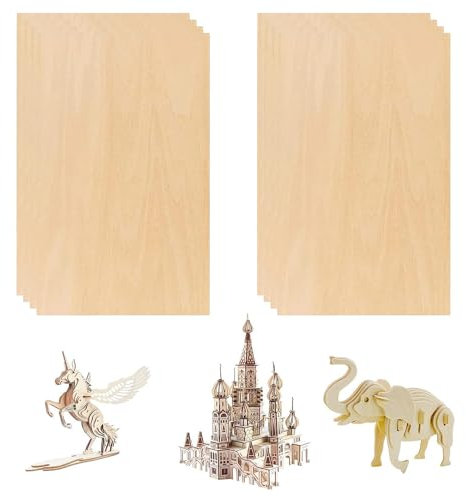 Hojas de madera contrachapada, hojas de madera de balsa, hojas finas de tilo, hojas de madera contrachapada para aviones, barcos, carpintería, modelos, artes y manualidades (paquete de 20x10CM-8)