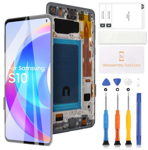 Écran LCD TFT pour Samsung Galaxy S10 G973 SM-G973F SM-G973U SM-G973W SM-G9730 Écran LCD de remplacement Écran tactile Digitizer Assemblée avec outils (6,1 pouces Noir)