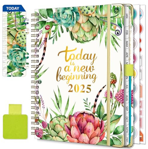 Diary 2025 Week to View A5 Academic Diary January-December 2025 (12 Months) Planner with Self-adhesive pen loop, Ruler Bookmark & Stickers