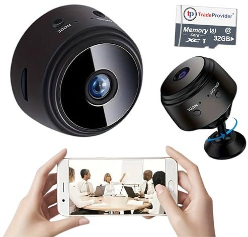 TradeProvider® Mini Wifi Camera CCTV Security Coverage with 32GB TF Memory Card Mobile App Surveillance Smart Home Security Remote Wireless Camera Watch Anywhere Anytime Good Housekeeping Assistant