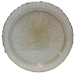 DuEesse Christmas Sottopiatto Piatto Vetro Trasparente con bordo Oro 33cm Decorazione Tavola natale Oro