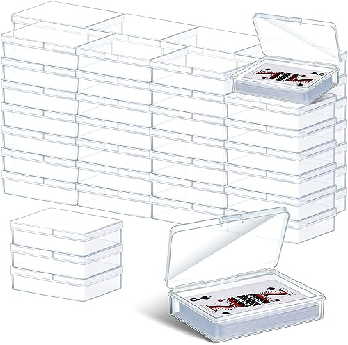 Vicenpal Spielkarten-Box, 80 Stück, erhöhter Schnappverschluss, 9,5 x 7,4 x | Transparente Kunststoff-Spielkartendeck-Hülle mit Schnappverschluss, hält Pokerdeck, Aufbewahrungs-Organizer für Banken