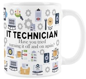Purely Home IT Technician Mug - Humorous Technical & Computer Support Job Themed Novelty Gifts - Tea/Coffee Hot Drinks White Ceramic Cup Present