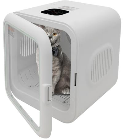 Donened - Secador automático para mascotas para gatos y perros, 800 W, caja de secado inteligente para mascotas, secado de 360°, función de control de temperatura, 22-45 ℃, 62L