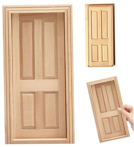 Dbvnnsy Dollhouse -Tür, lustige lebensechte 1:12 Klassische hölzerne Miniatur -Tür Dollhouse Möbel DIY Miniatur -Puppenhauszubehör für Dollhouse Decor Kinder Rollenspiele Geschenke