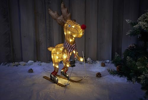 Northpoint LED Rentier Weihnachtsdeko 70cm hoch mit 45 integrierten warmweißen LEDs zusammenfaltbar für Innen und Außen Gartendekoration Winterdekoration