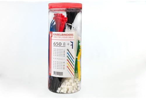 650 Stück Kabelbinder Bunt, Kabelbinder UV Beständig, Nylon Verschiedene Größen Super Haltbar Selbsthemmend Cable Ties (Bunt, Gemischt-650x + Zange)