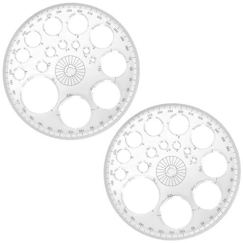 REEKNOKOL Kreisschablone, Winkelmesser-Vorlage, runde Schablonen zum Malen, Kreis-Zeichenwerkzeug, Kreis-Vorlagen zum Zeichnen, Lineal-Vorlage für Geometrie, Malen, Lernen, Entwerfen (transparent)