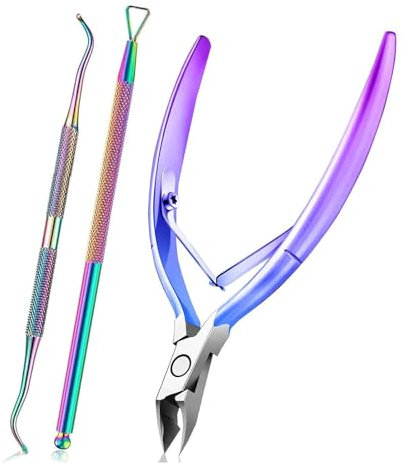 Alicates Uñas Encarnadas Corrector De Uñas De Acero Inoxidable 3 Piezas,Cortador de Cutículas para Las Uñas de Dedos de Manos y Pies,pinzas para uñas,gradiente Rosa